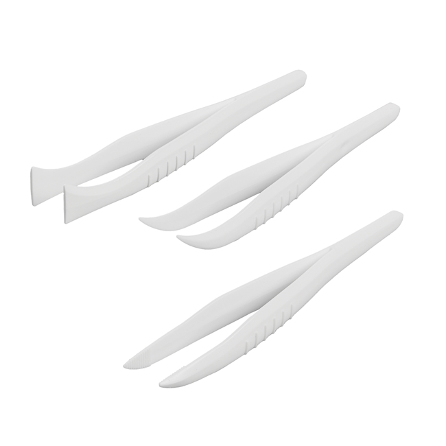 Pinzette weiss, spitz/abgewinkelt, 130 mm, PS